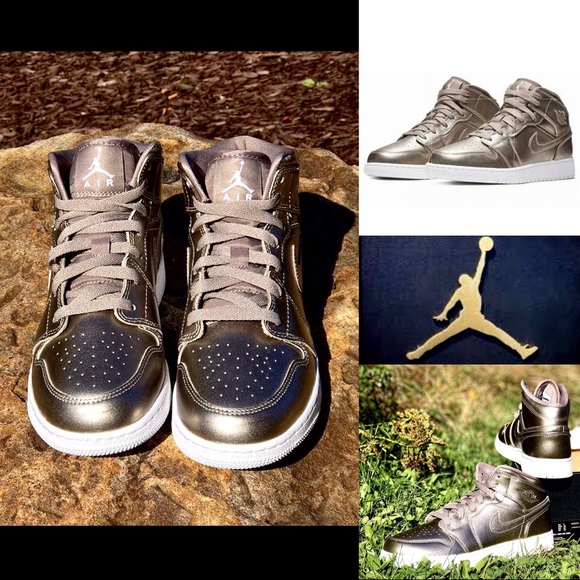 Jordan Shoes - SALE NWT Nike Air Jordan 1 Mid SE GS Metallic